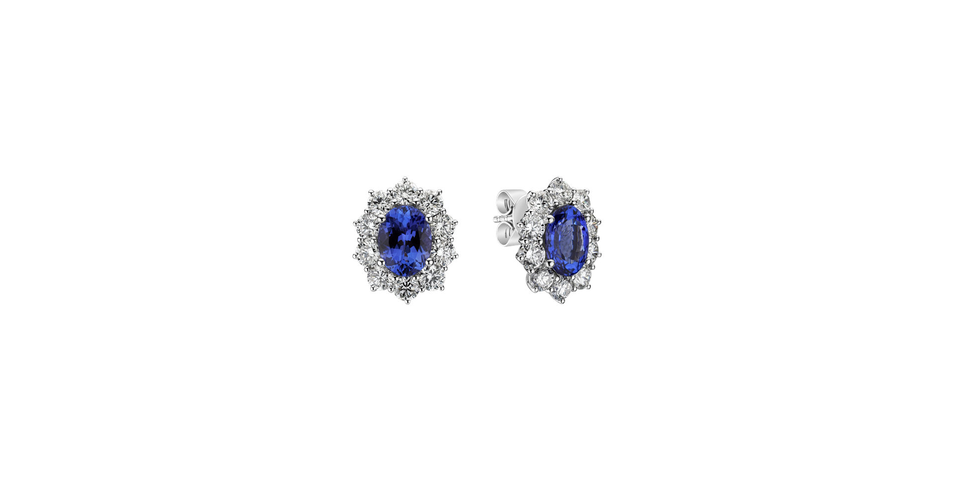 Diamond earrings with Tanzanite Princess