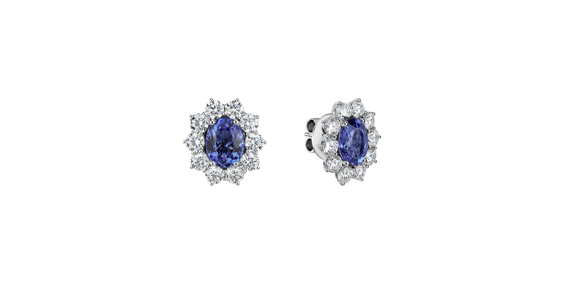 Diamond earrings with Tanzanite Princess