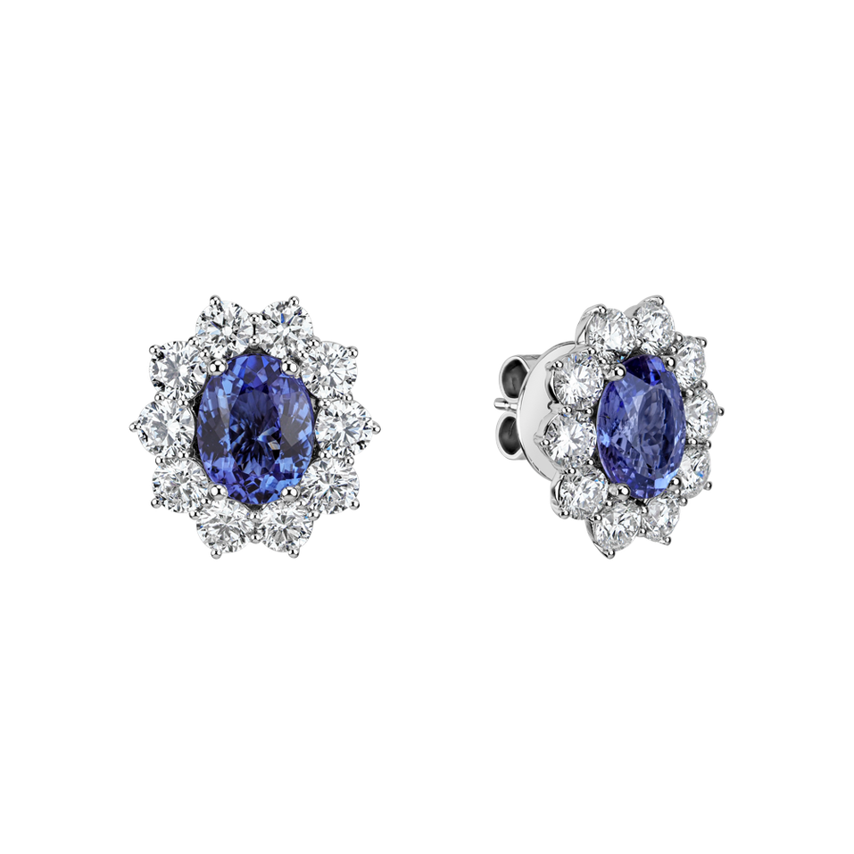 Diamond earrings with Tanzanite Princess
