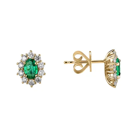 Diamond earrings with Emerald Princess