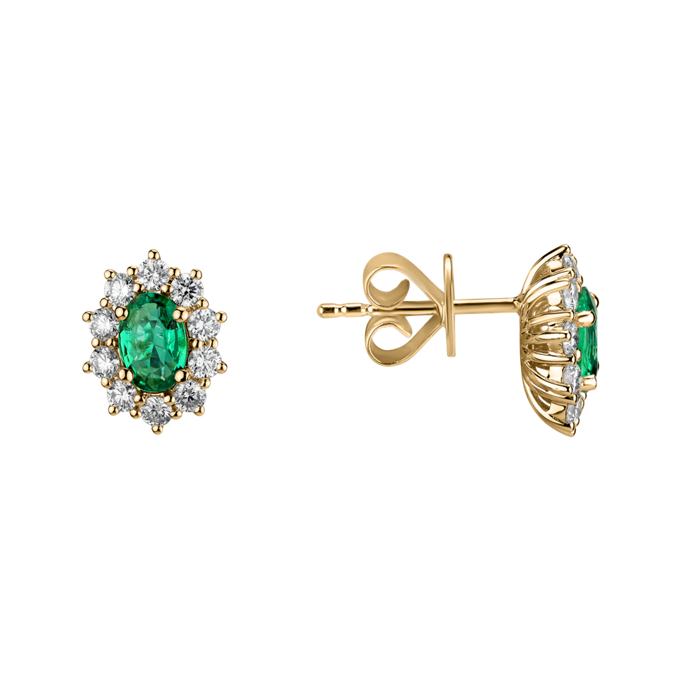 Diamond earrings with Emerald Princess