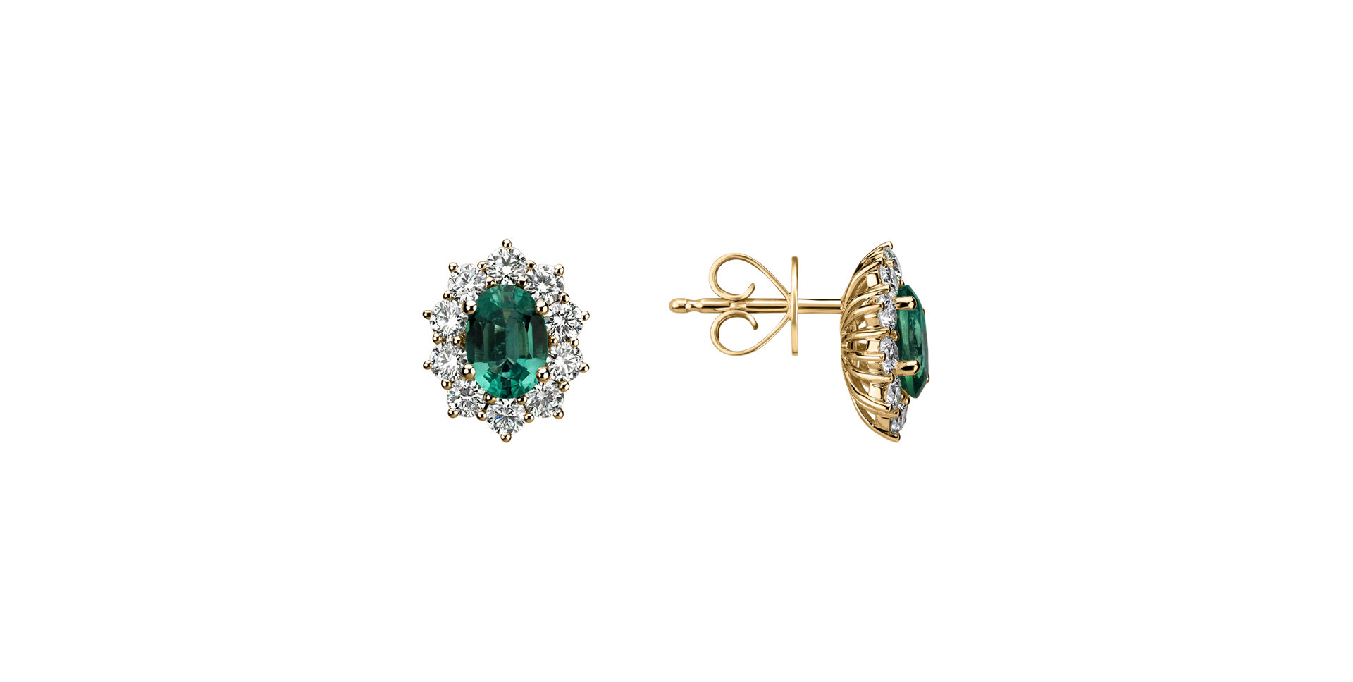 Diamond earrings with Emerald Princess