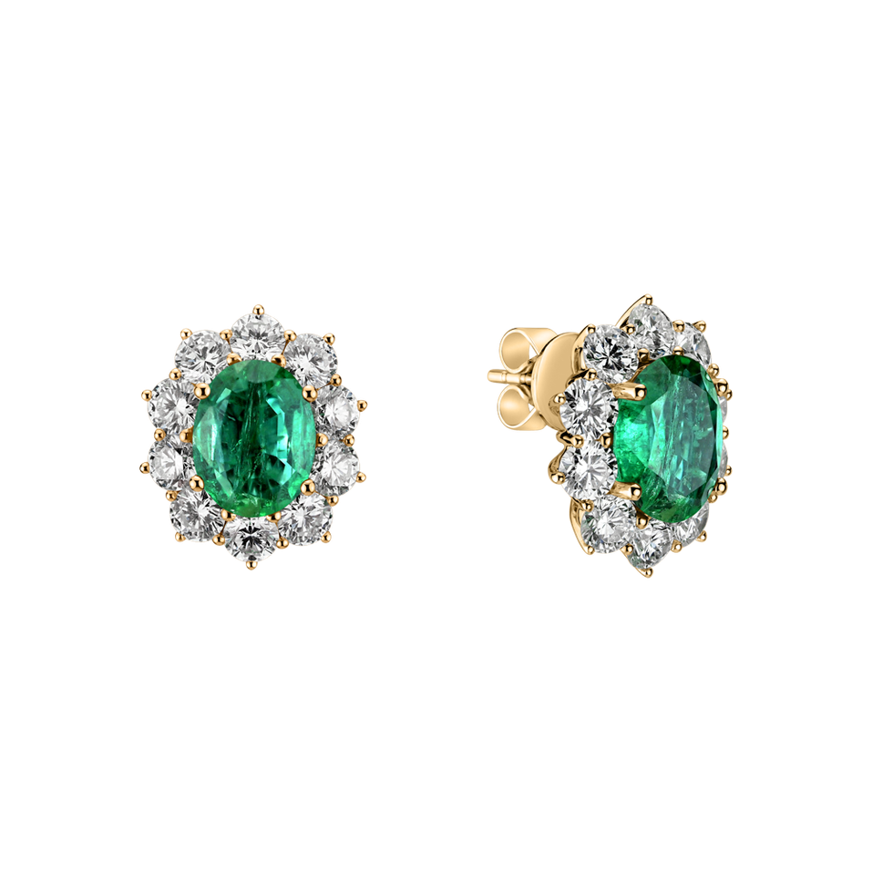 Diamond earrings with Emerald Princess
