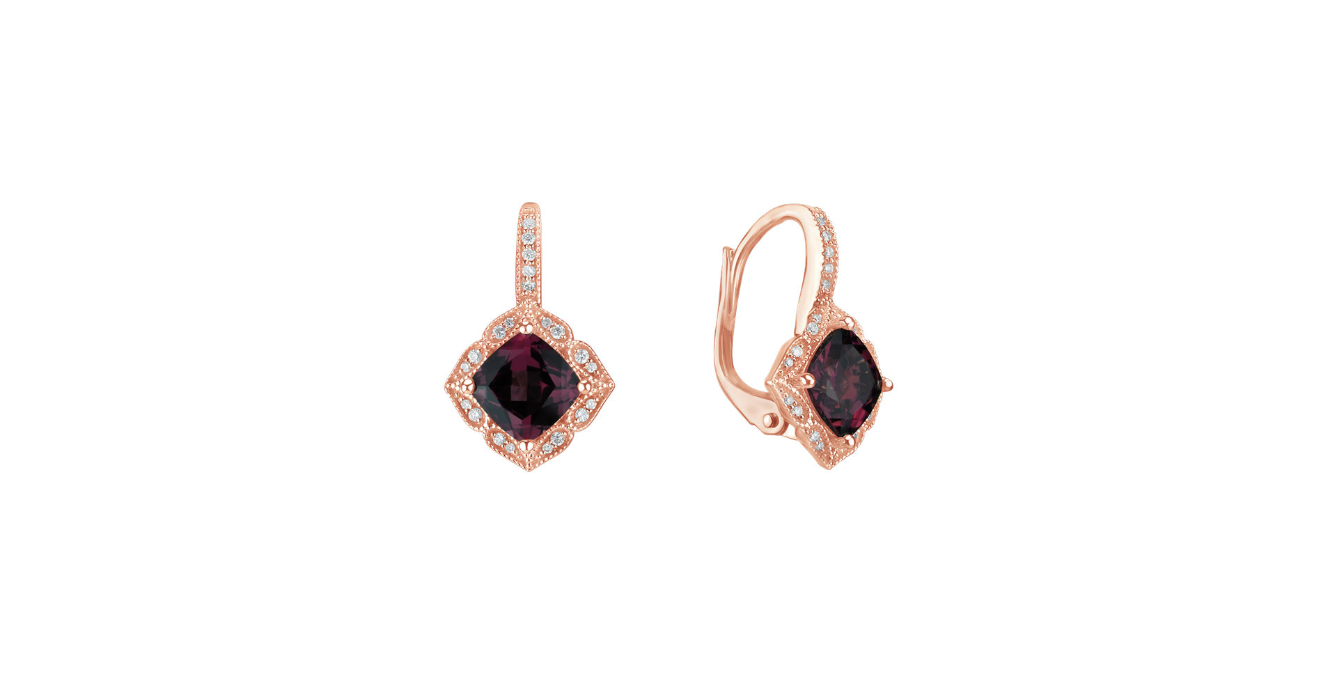 Diamond earrings with Garnet Glamour Queen