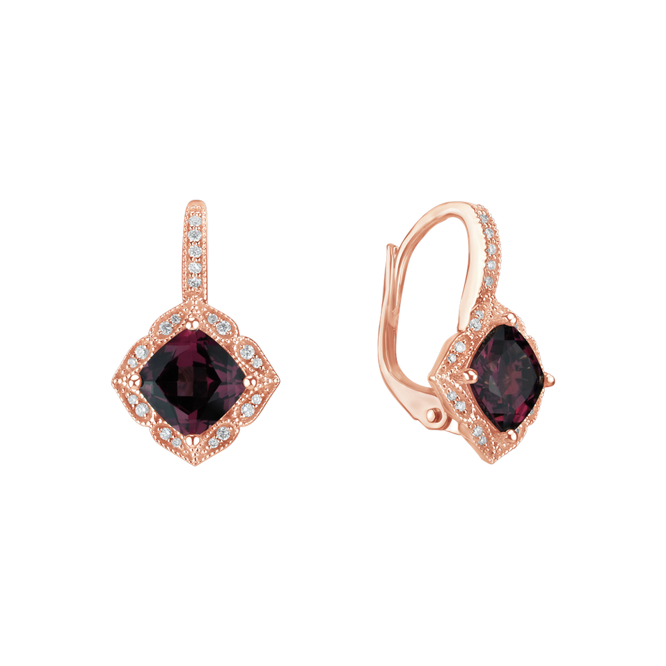 Diamond earrings with Garnet Glamour Queen