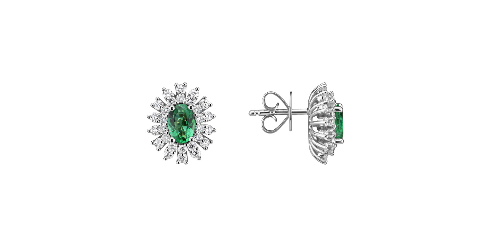 Diamond earrings with Emerald Fairytale Goddess