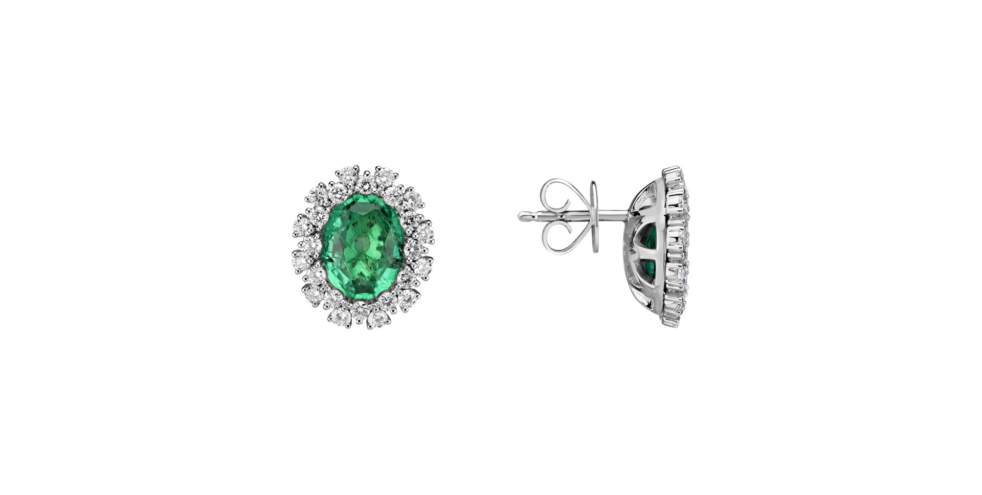 Diamond earrings with Emerald Space Guardian