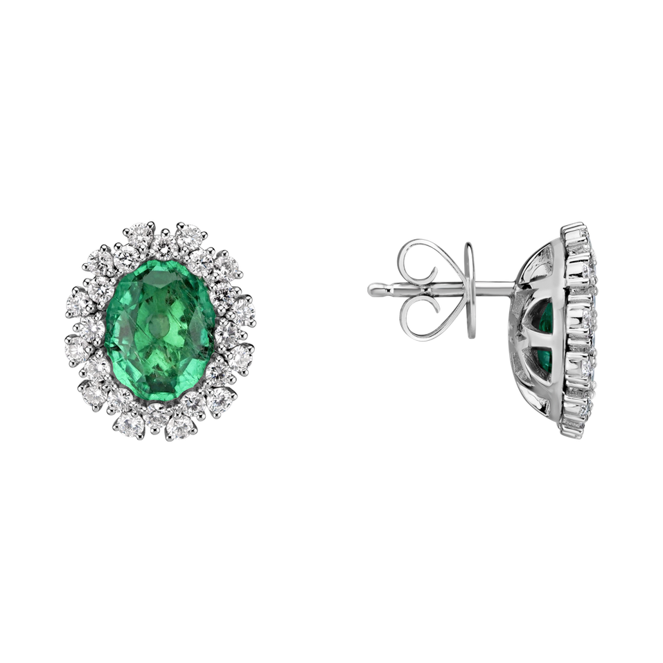 Diamond earrings with Emerald Space Guardian