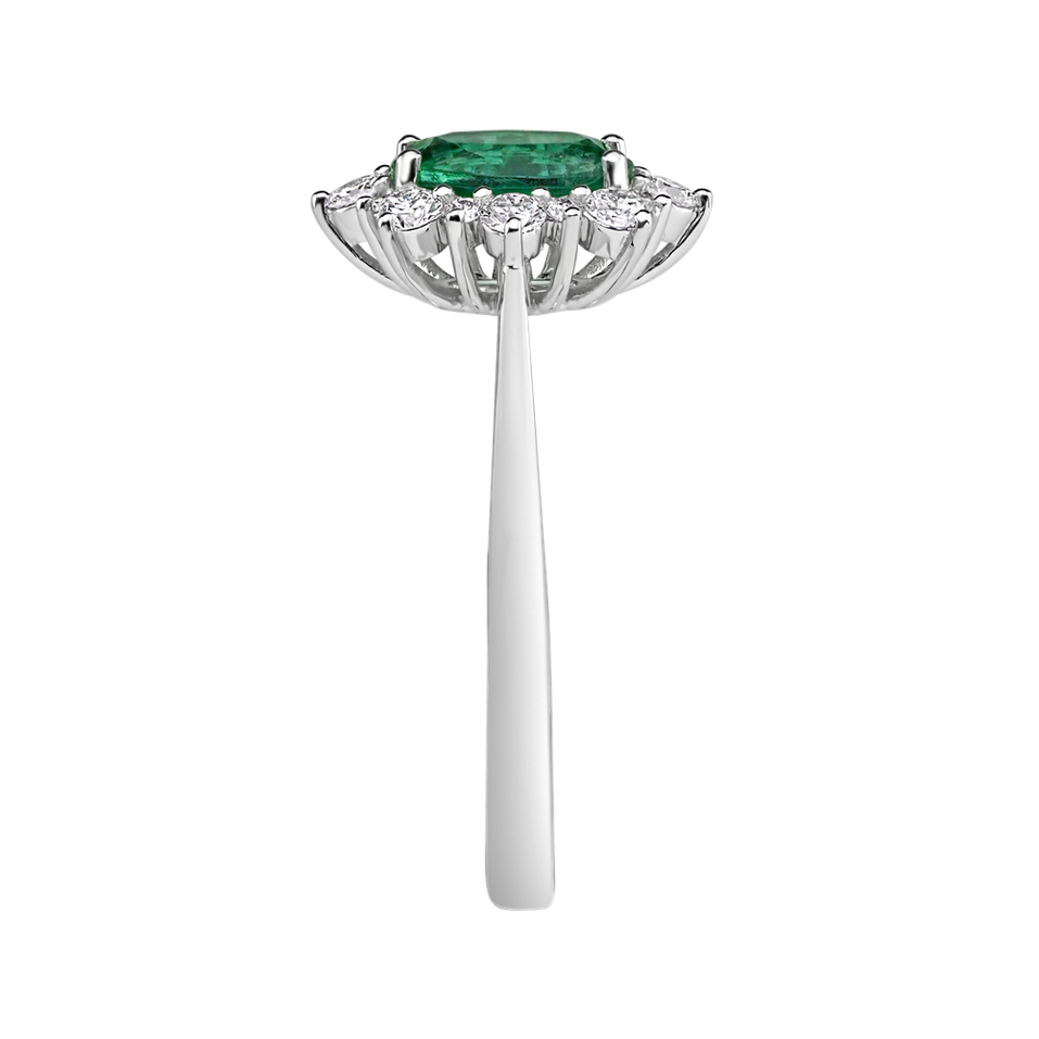 Diamond ring with Emerald Princess