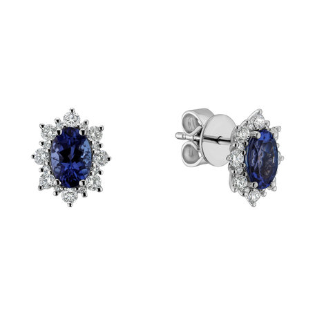 Diamond earrings with Tanzanite Mary Magdalene