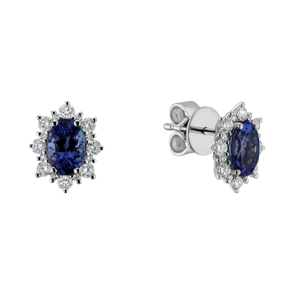 Diamond earrings with Tanzanite Mary Magdalene