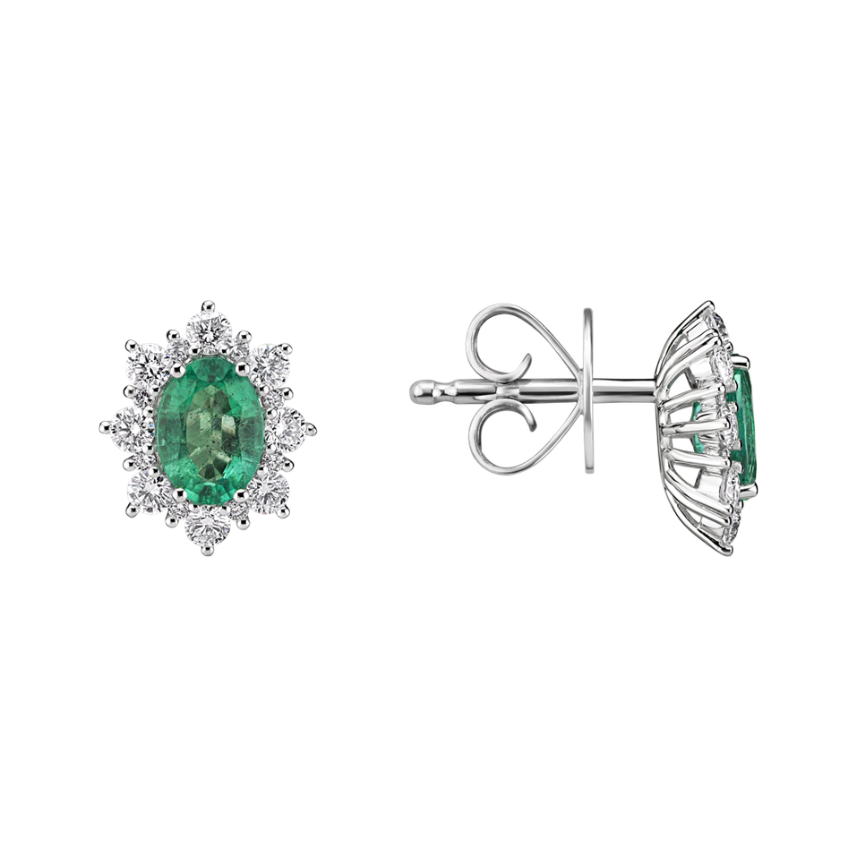 Diamond earrings with Emerald Mary Magdalene