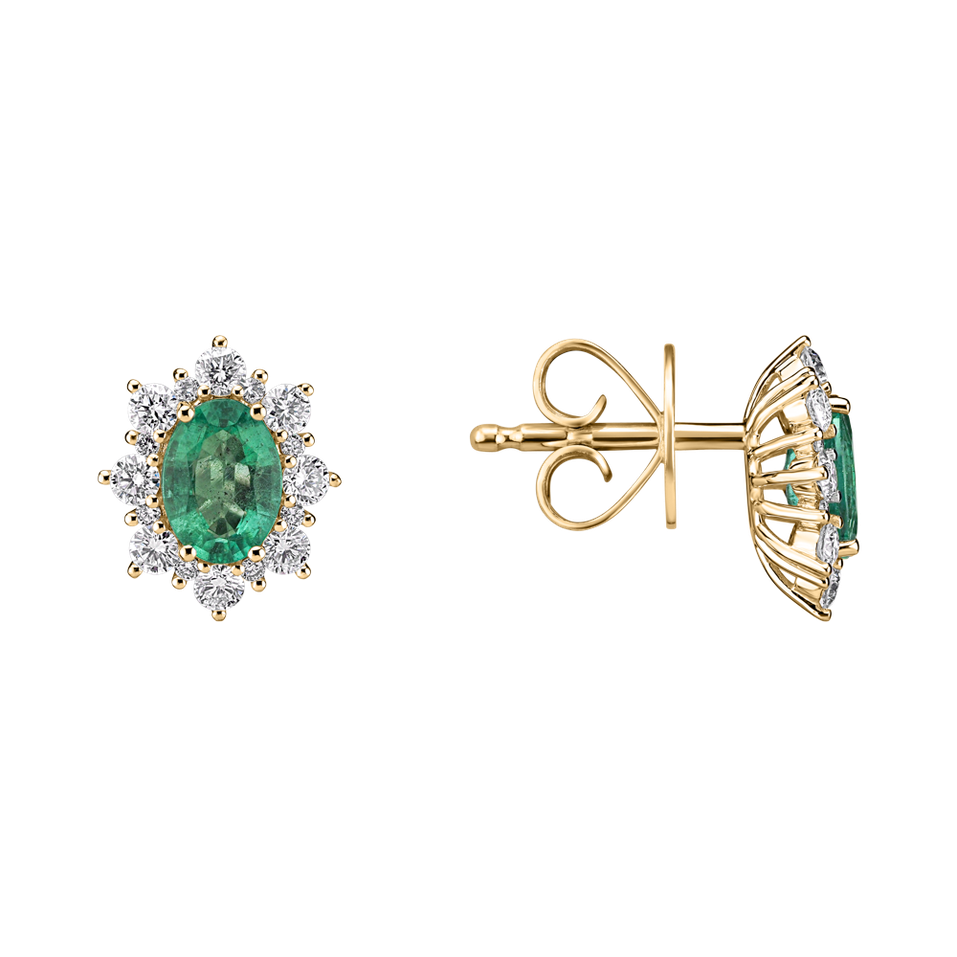 Diamond earrings with Emerald Mary Magdalene