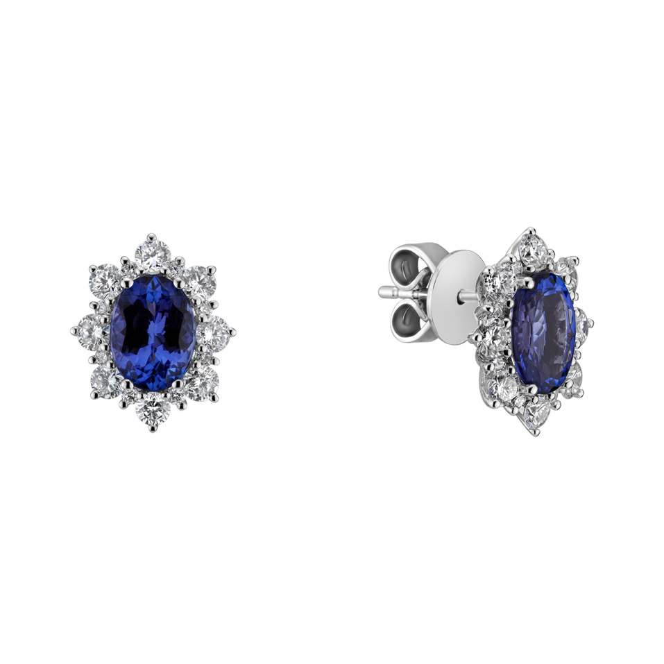 Diamond earrings with Tanzanite Mary Magdalene