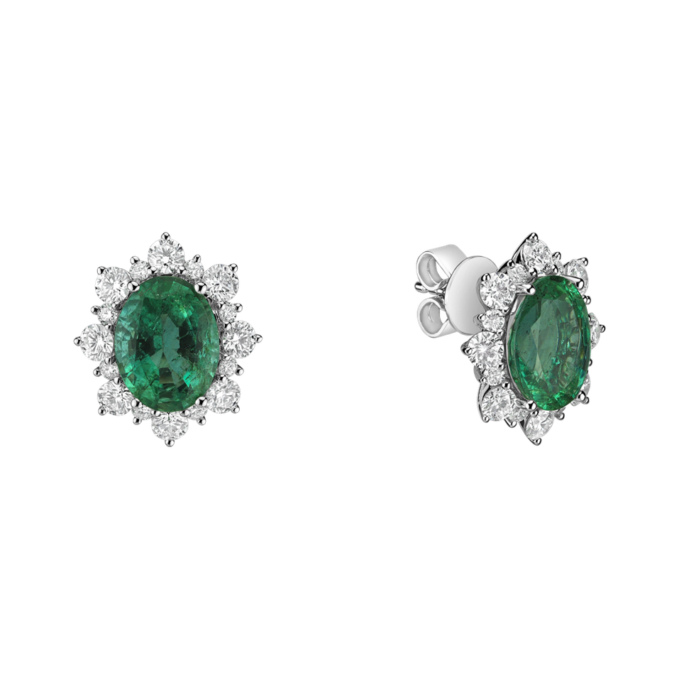 Diamond earrings with Emerald Mary Magdalene