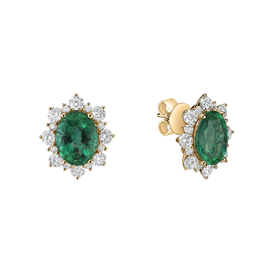 Diamond earrings with Emerald Mary Magdalene