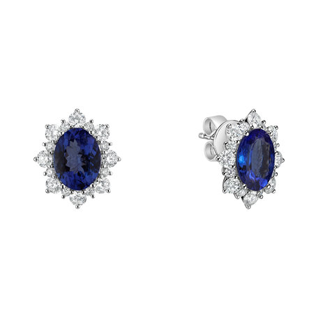 Diamond earrings with Tanzanite Mary Magdalene