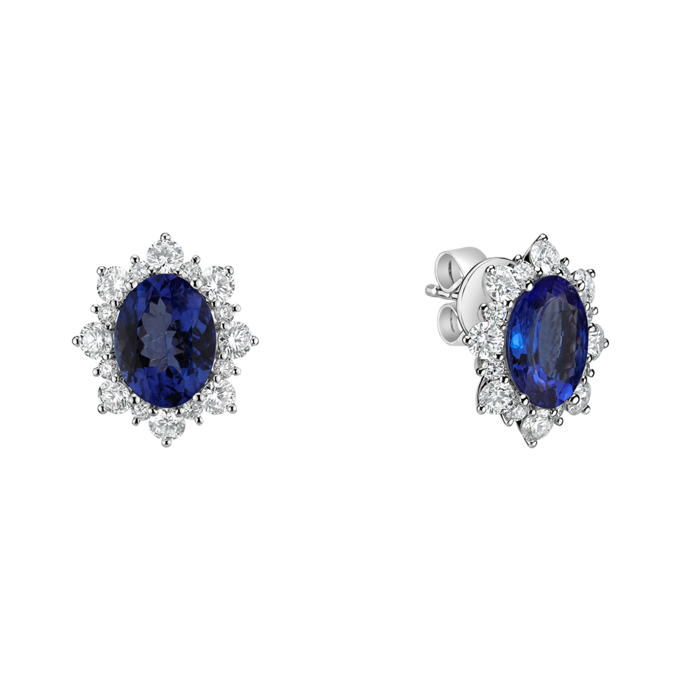 Diamond earrings with Tanzanite Mary Magdalene