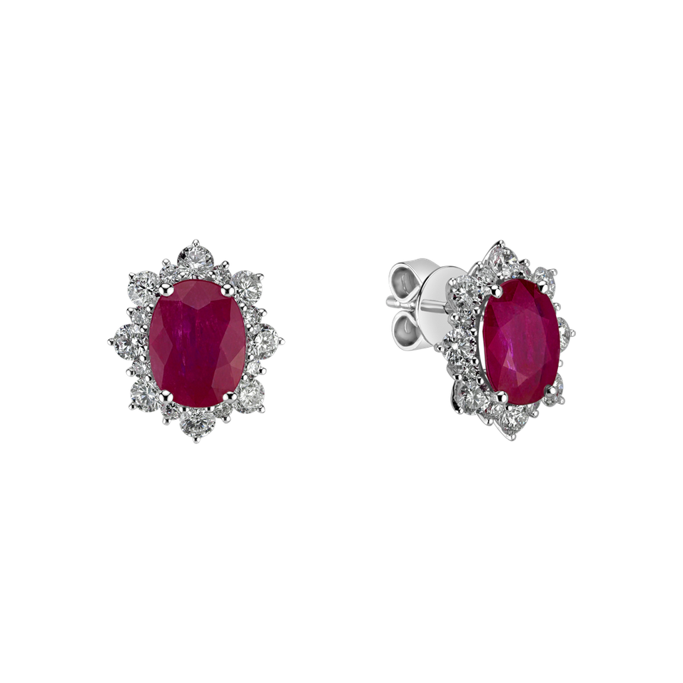 Diamond earrings with Ruby Princess