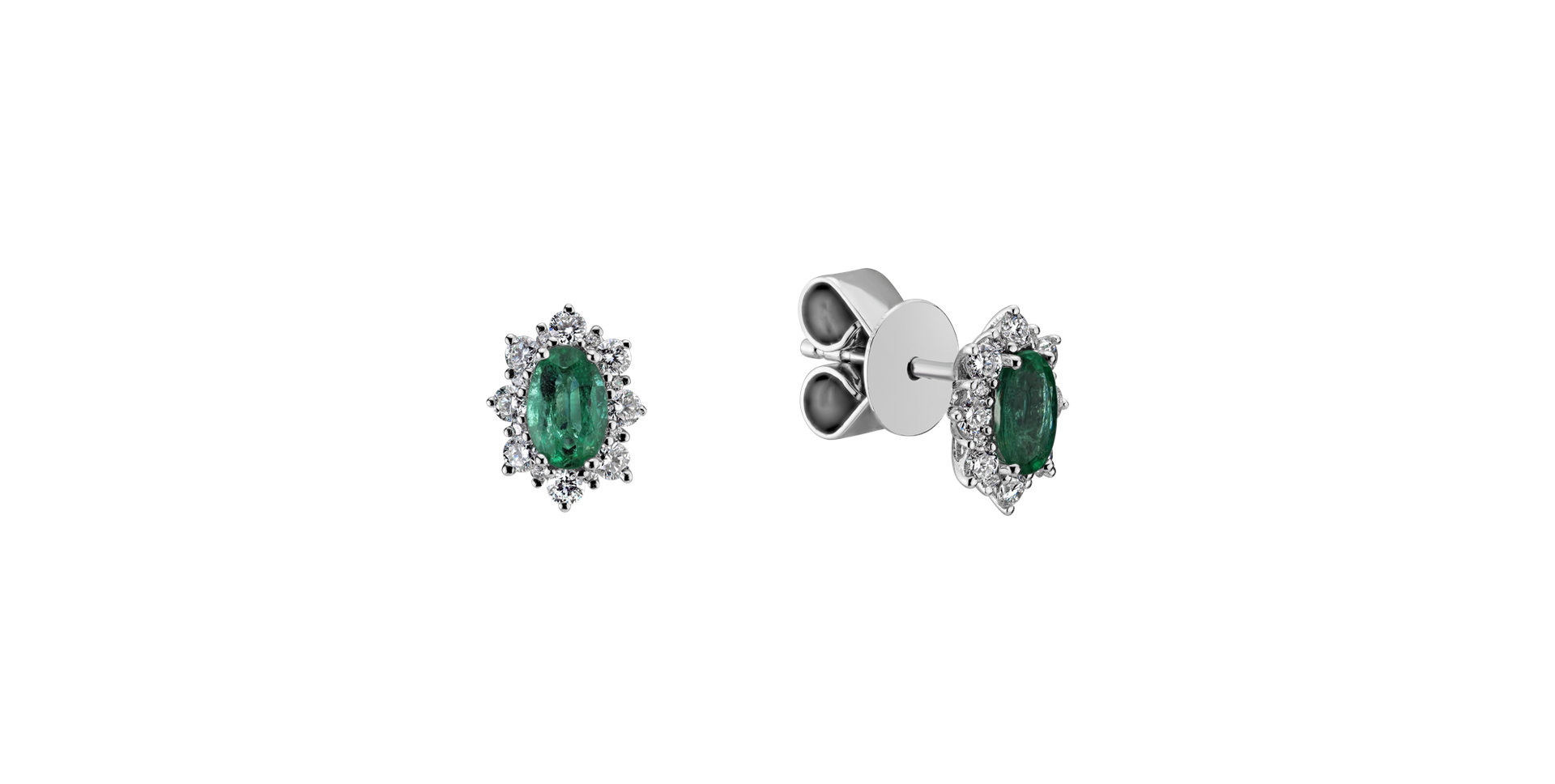 Diamond earrings with Emerald Princess