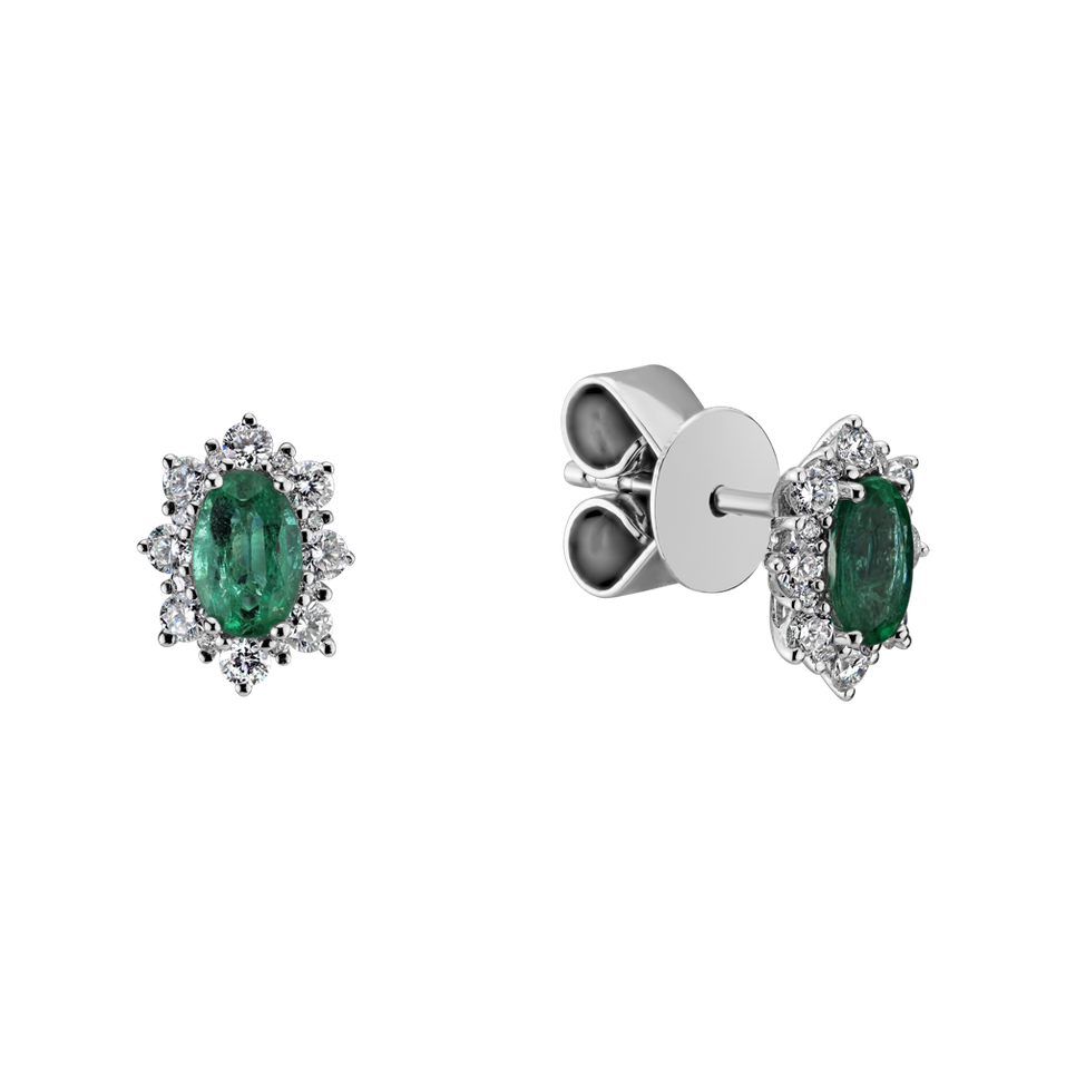 Diamond earrings with Emerald Princess
