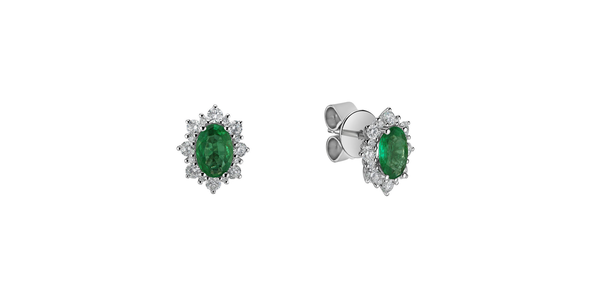 Diamond earrings with Emerald Princess