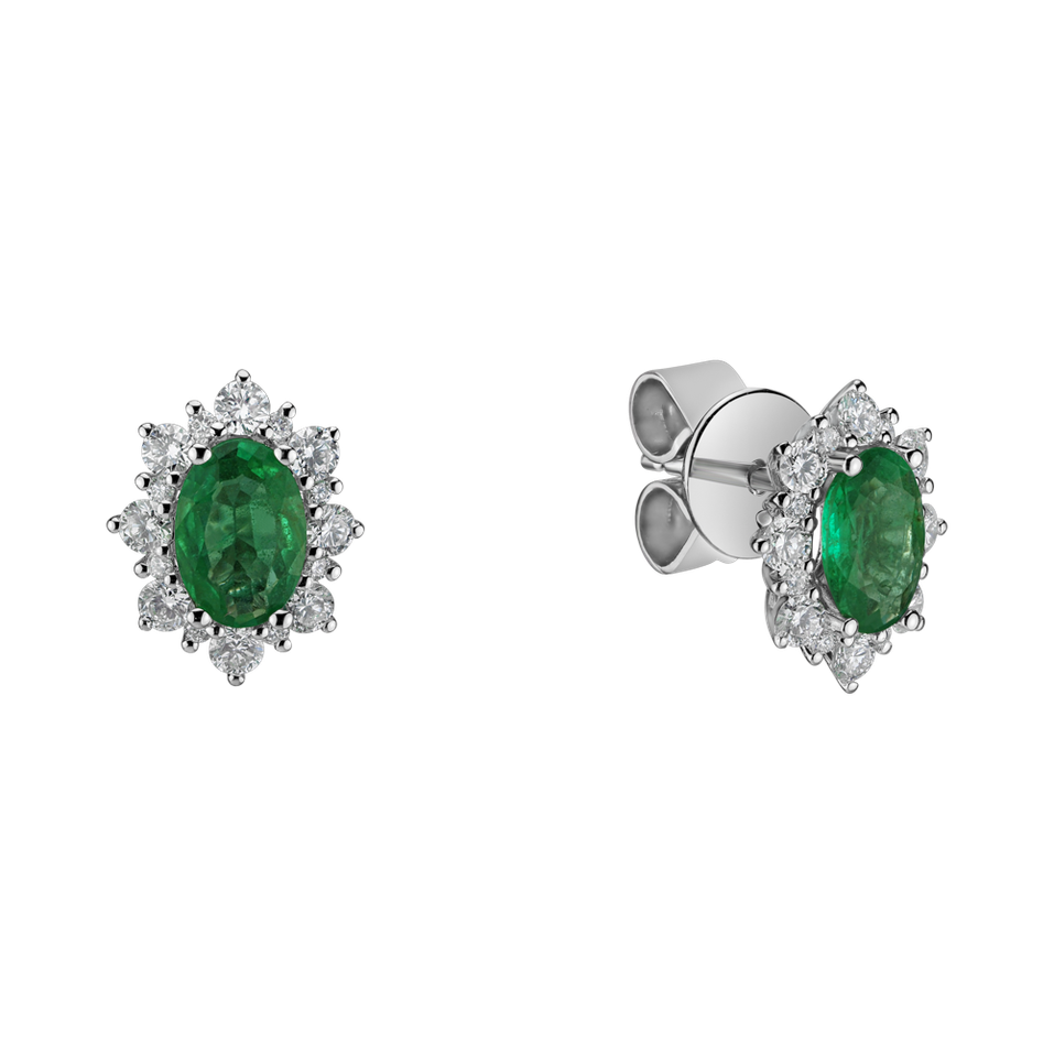 Diamond earrings with Emerald Princess