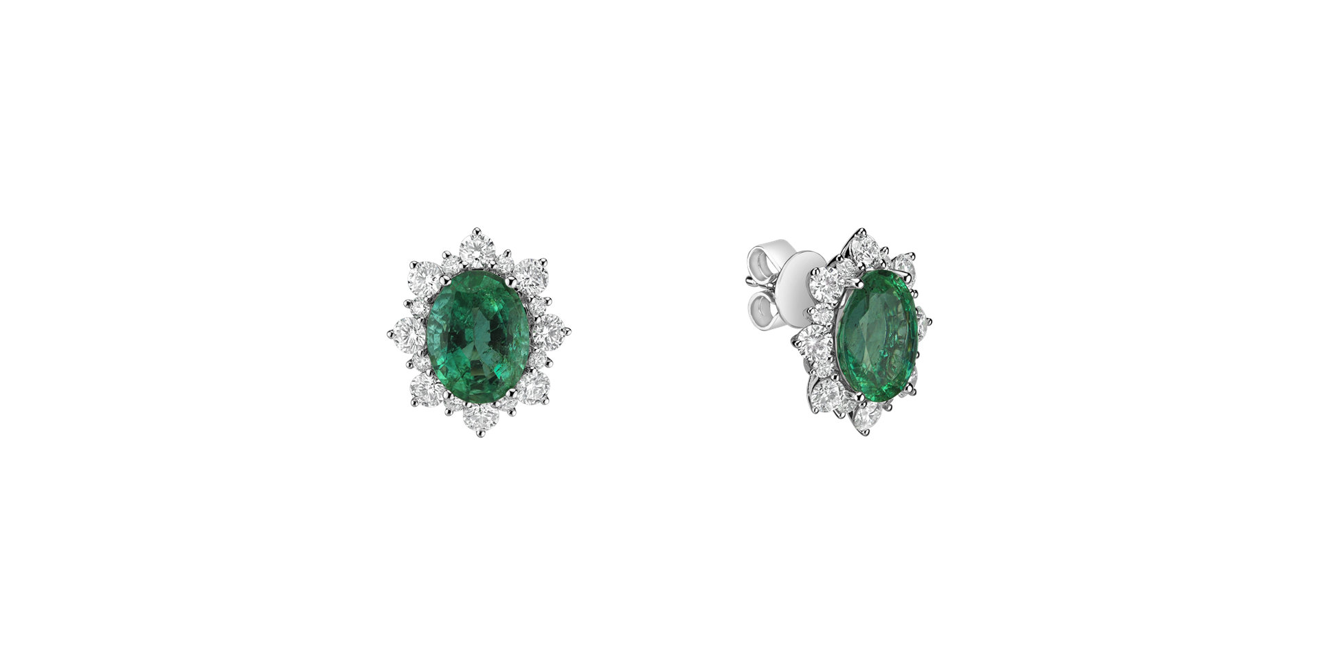 Diamond earrings with Emerald Princess
