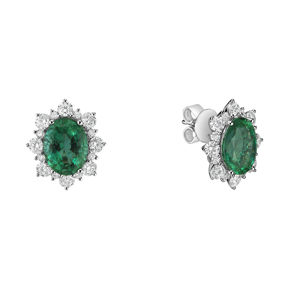Diamond earrings with Emerald Princess