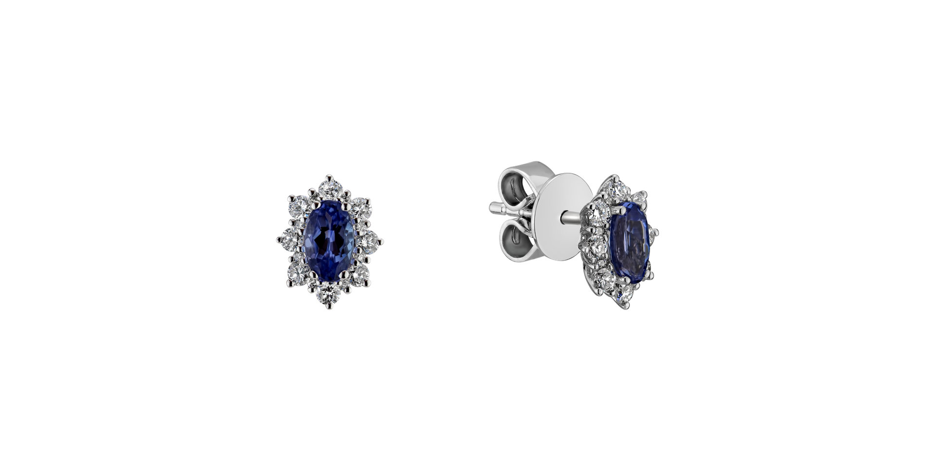 Diamond earrings with Tanzanite Princess