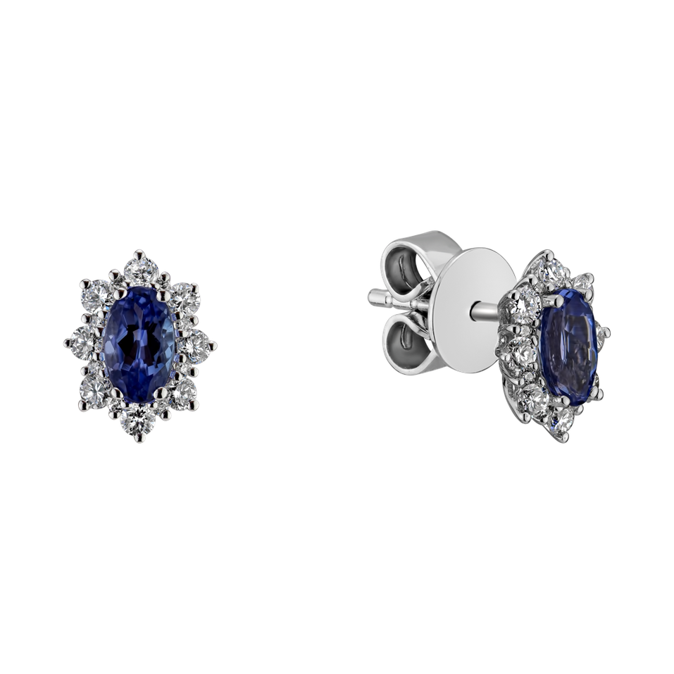 Diamond earrings with Tanzanite Princess