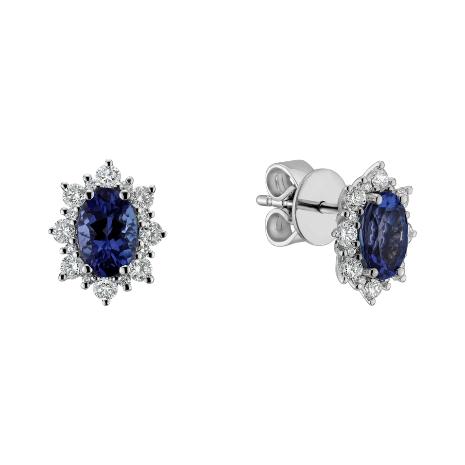 Diamond earrings with Tanzanite Princess