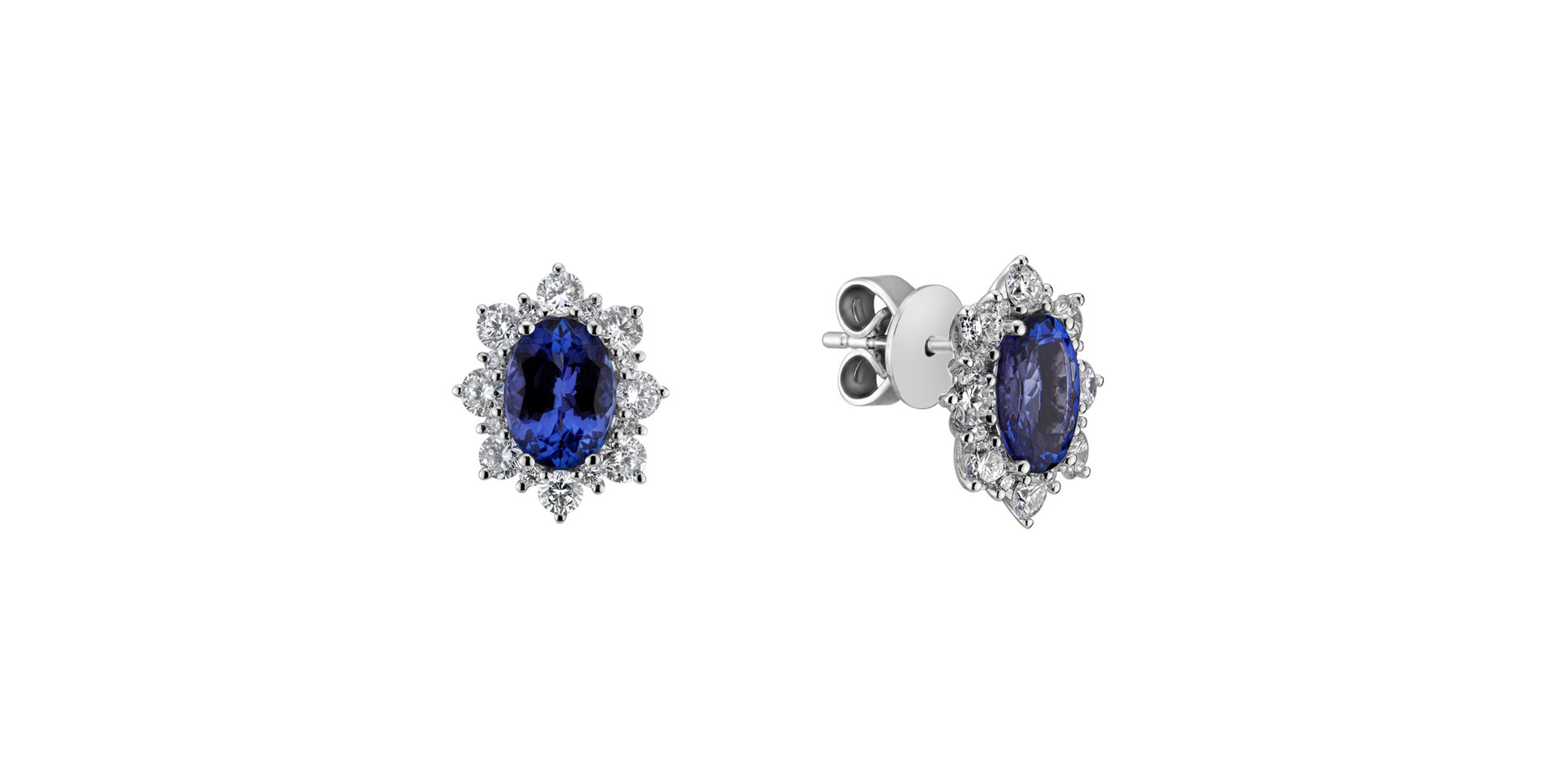 Diamond earrings with Tanzanite Princess