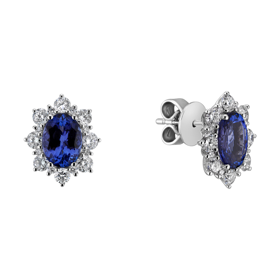 Diamond earrings with Tanzanite Princess