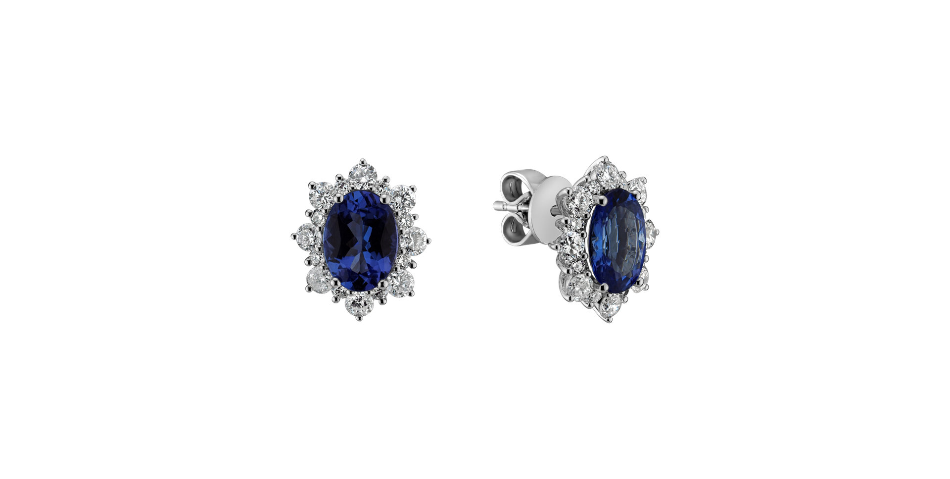 Diamond earrings with Tanzanite Princess