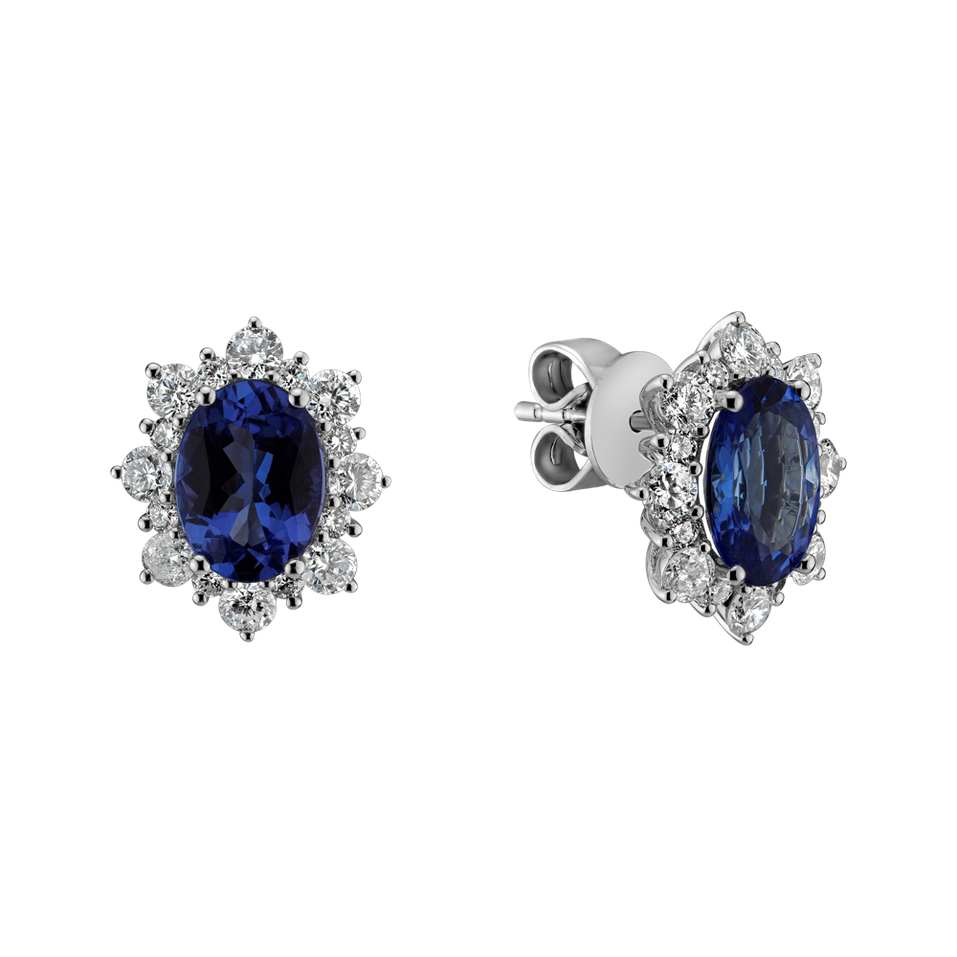 Diamond earrings with Tanzanite Princess