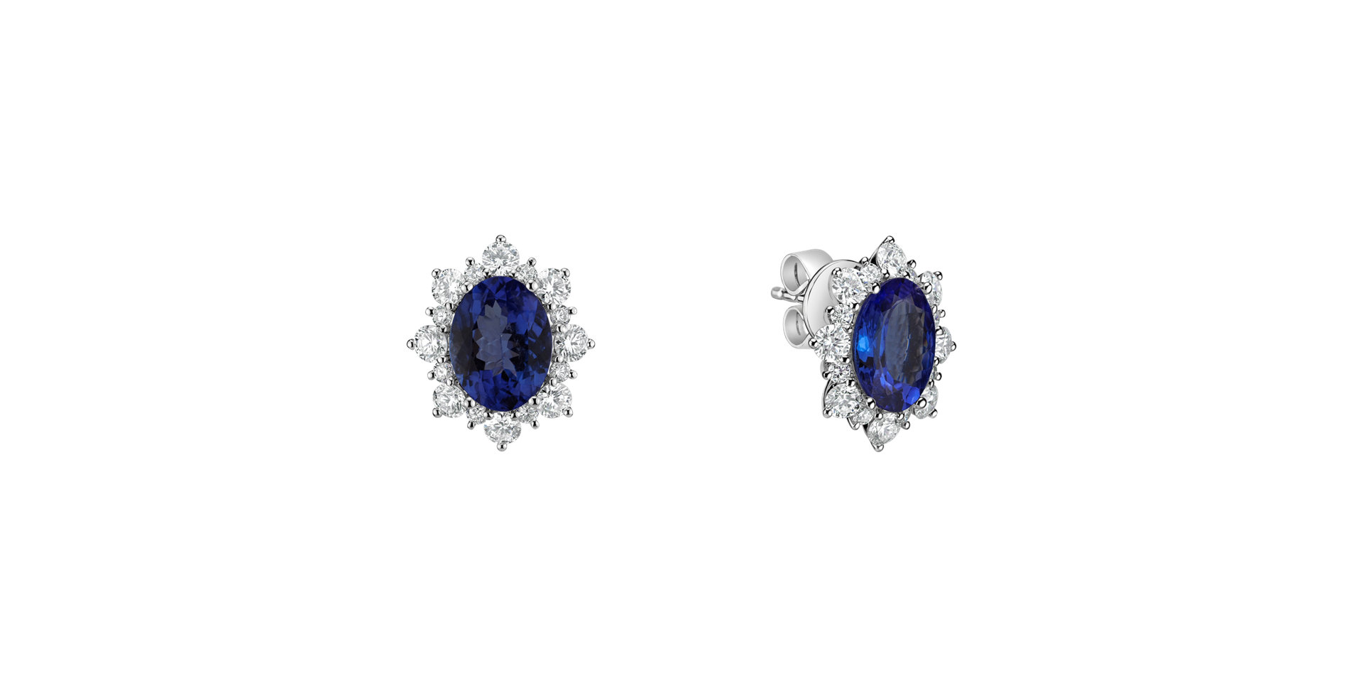 Diamond earrings with Tanzanite Princess
