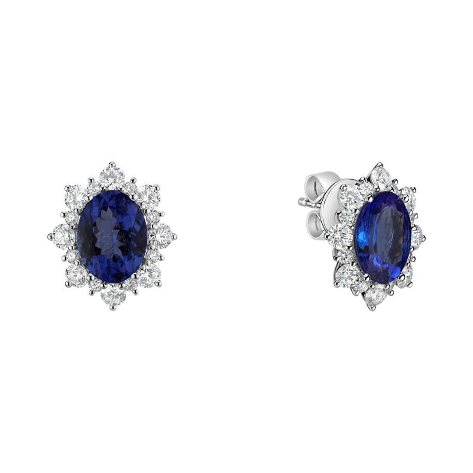 Diamond earrings with Tanzanite Princess