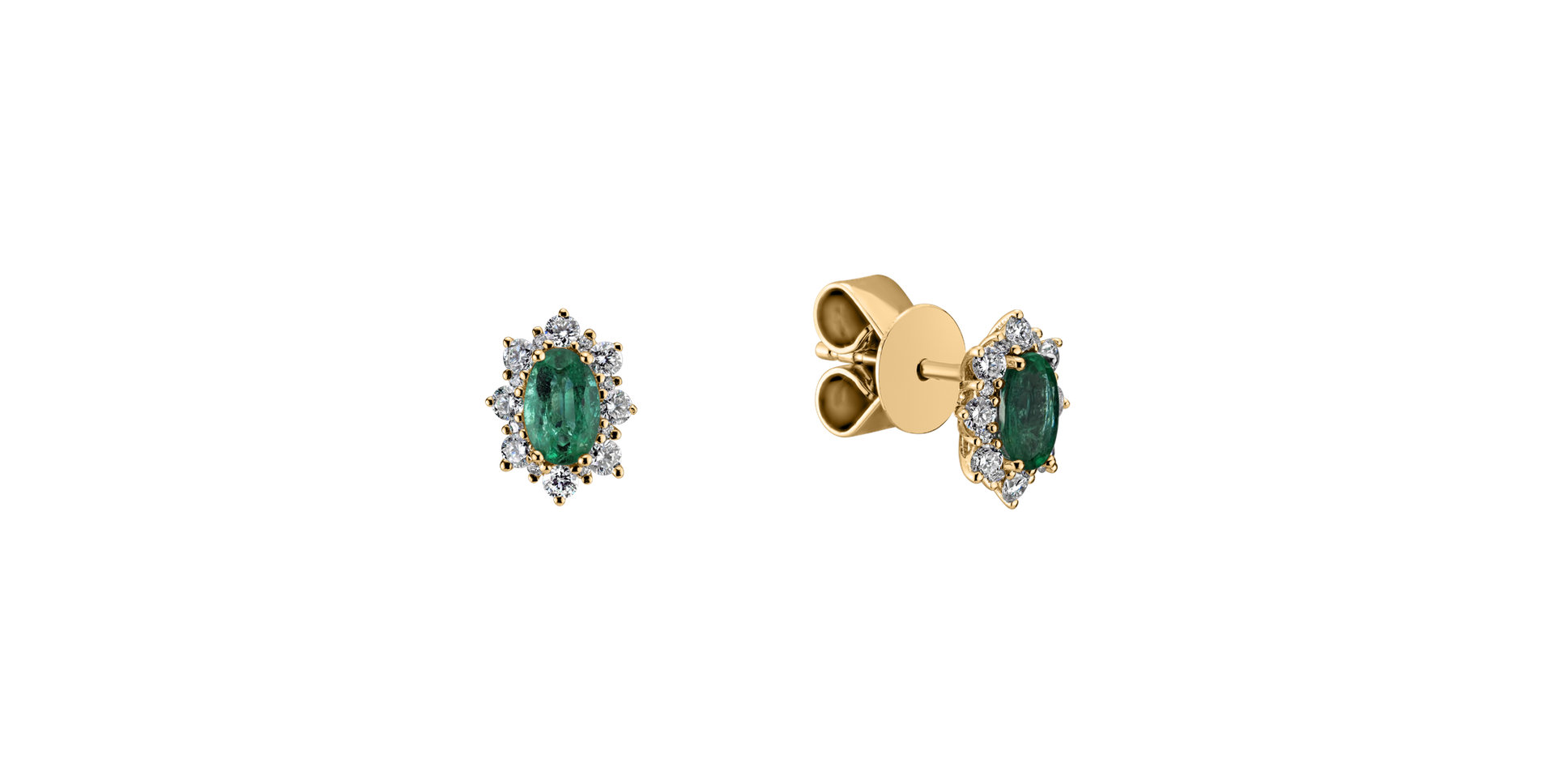 Diamond earrings with Emerald Princess