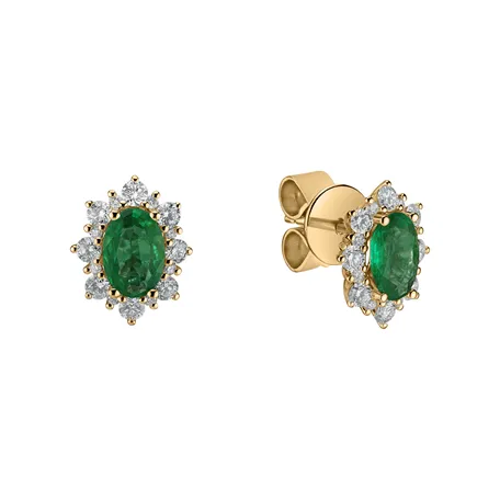 Diamond earrings with Emerald Princess