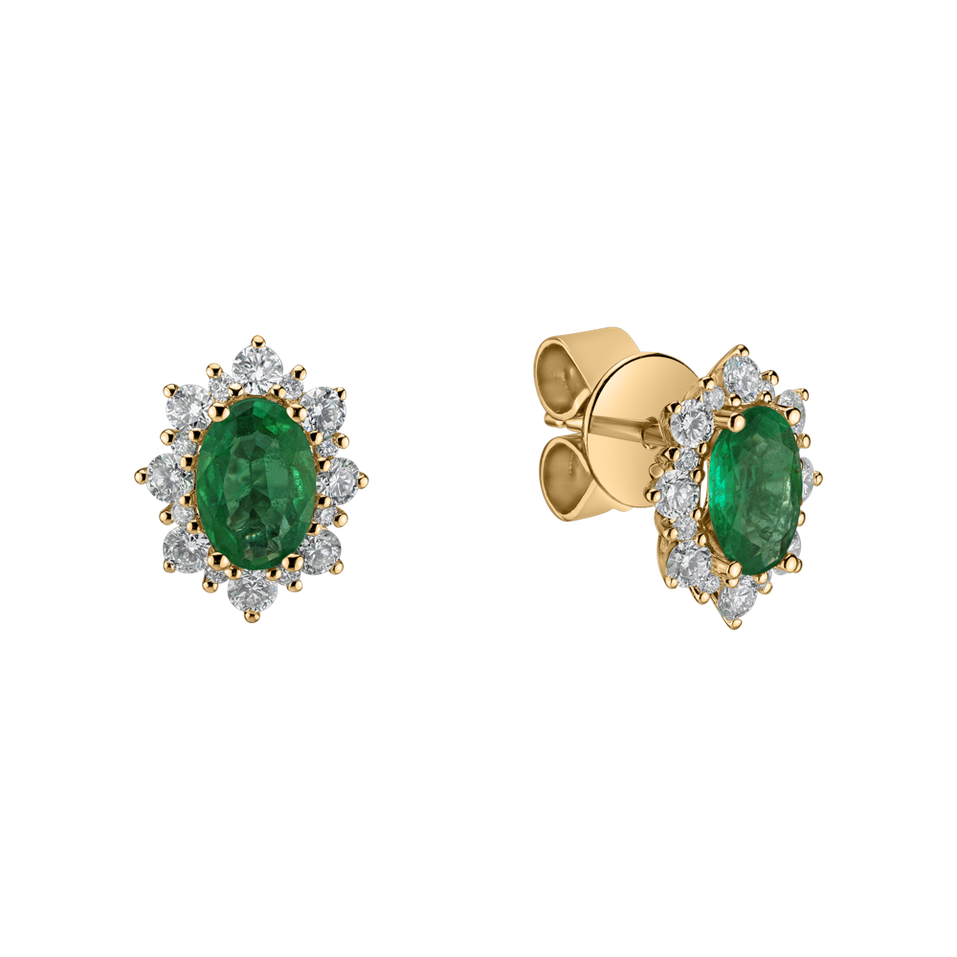 Diamond earrings with Emerald Princess