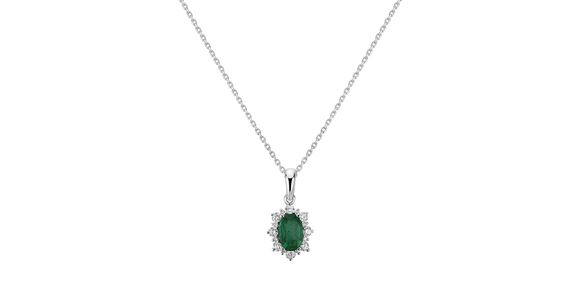 Diamond pendant with Emerald Princess