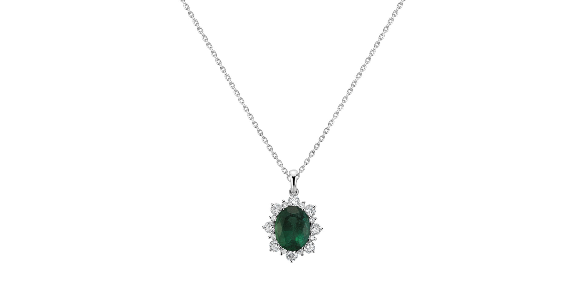 Diamond pendant with Emerald Princess