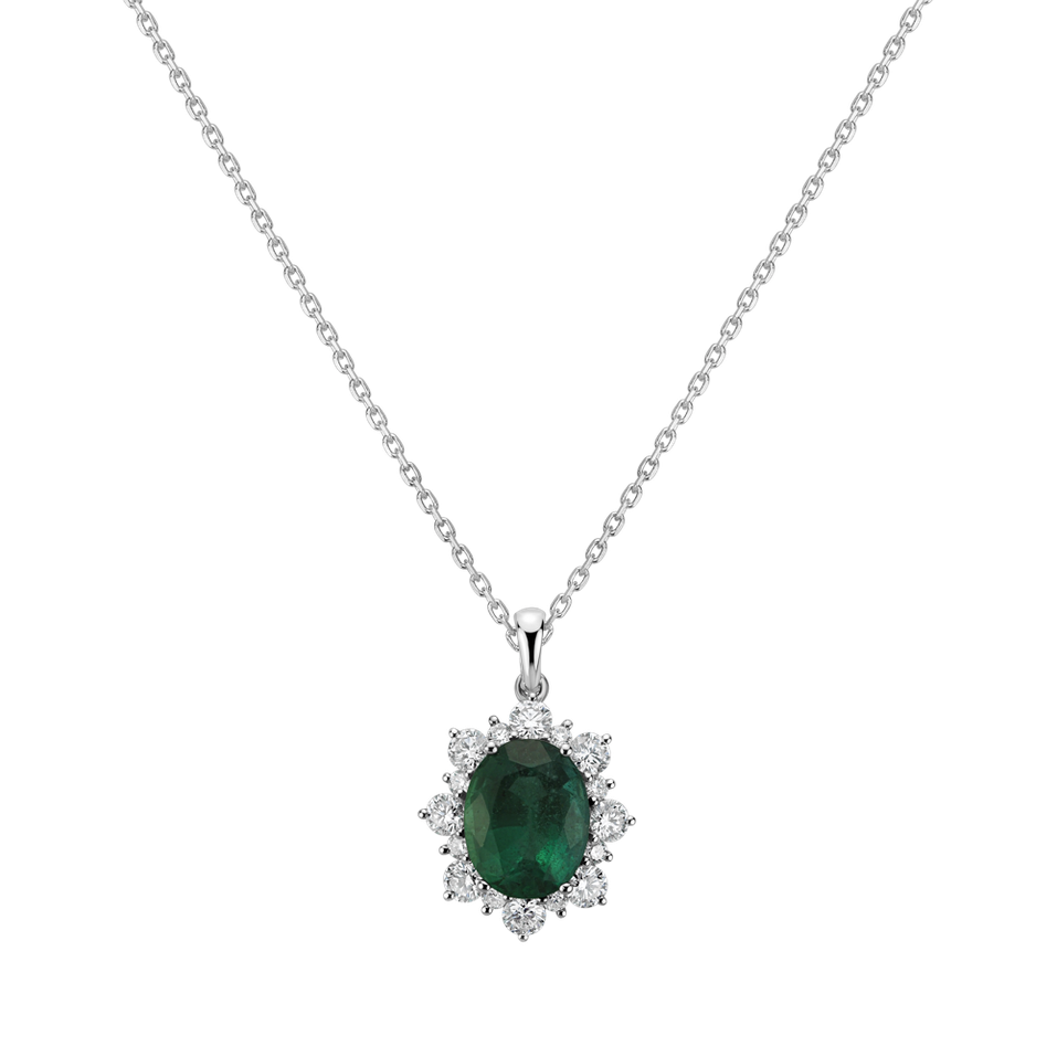 Diamond pendant with Emerald Princess
