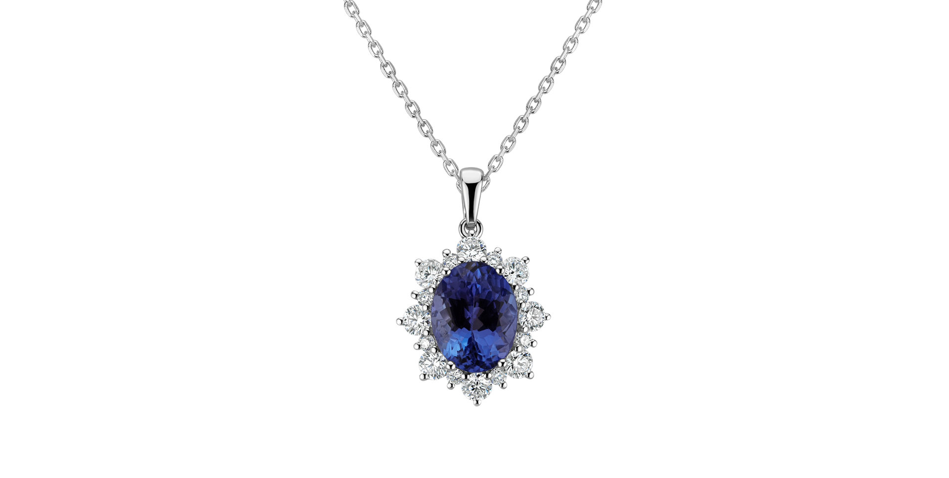 Diamond pendant with Tanzanite Princess