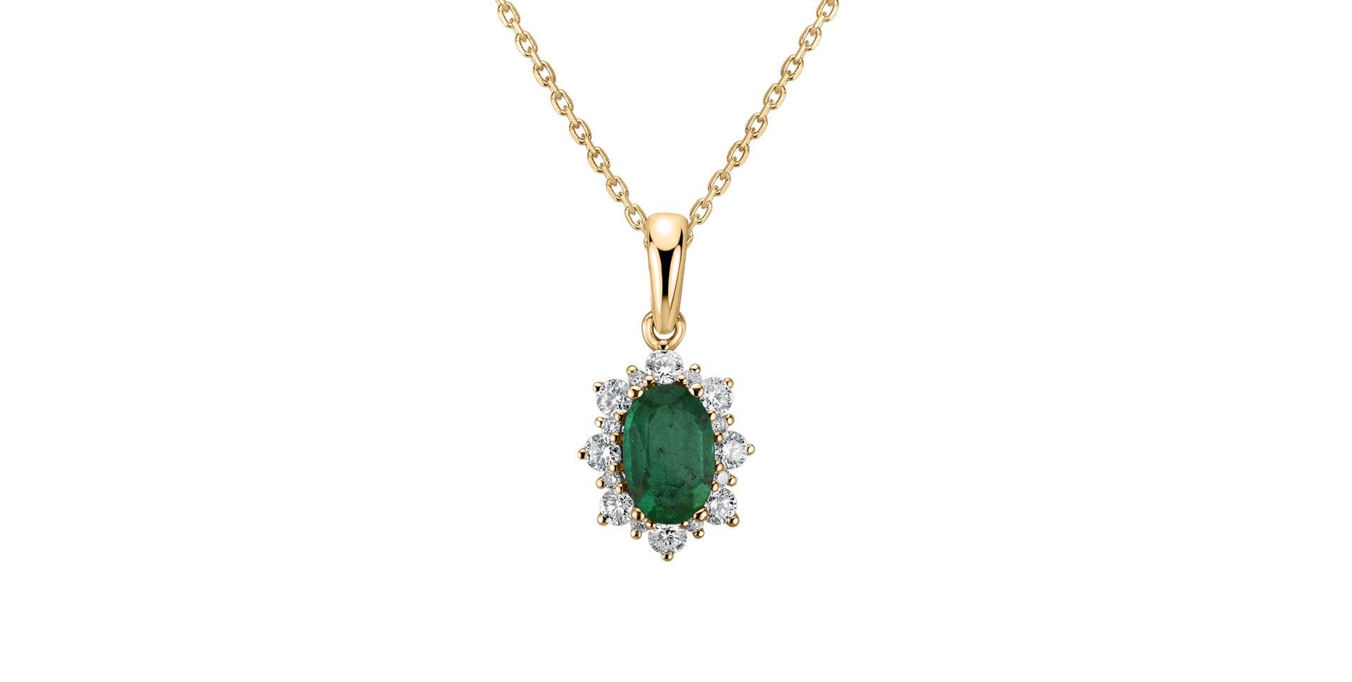 Diamond pendant with Emerald Princess
