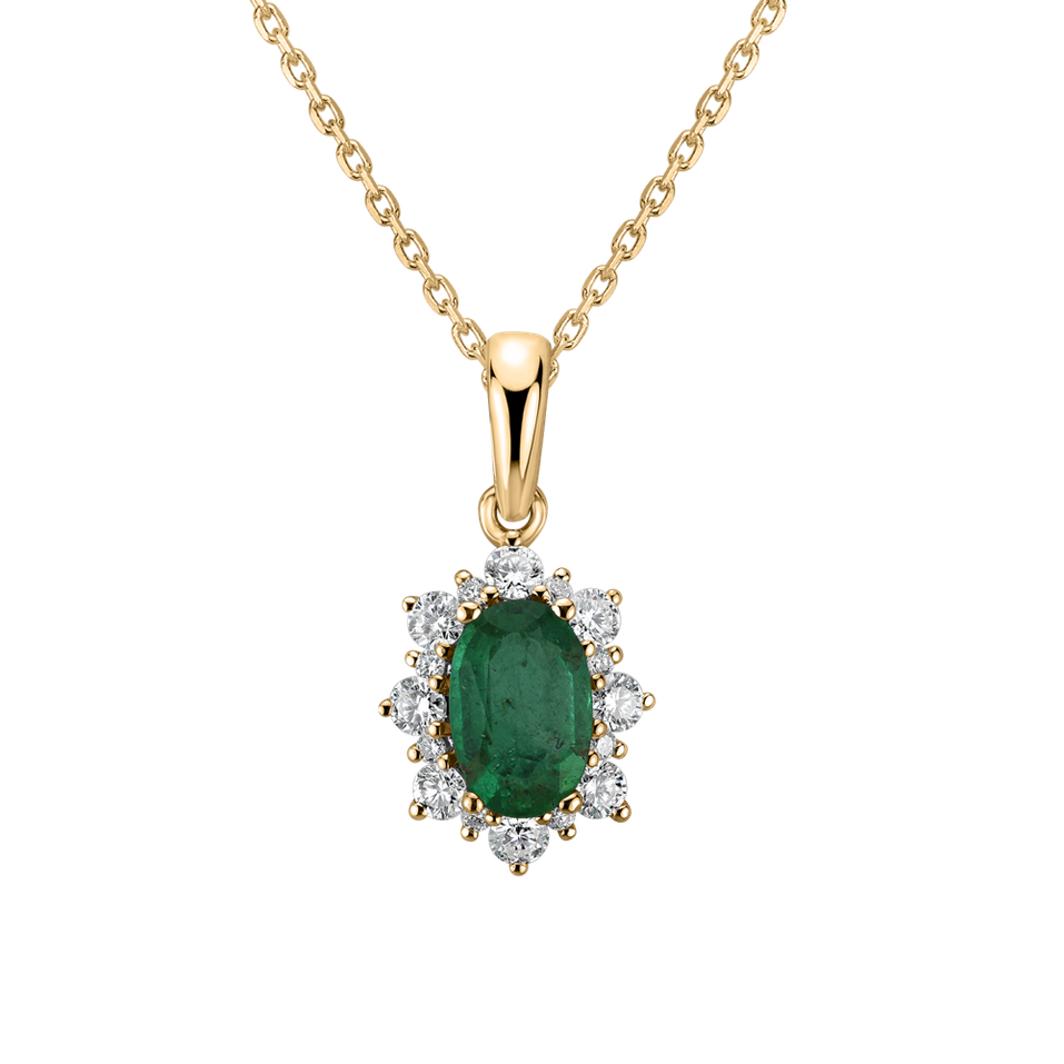Diamond pendant with Emerald Princess