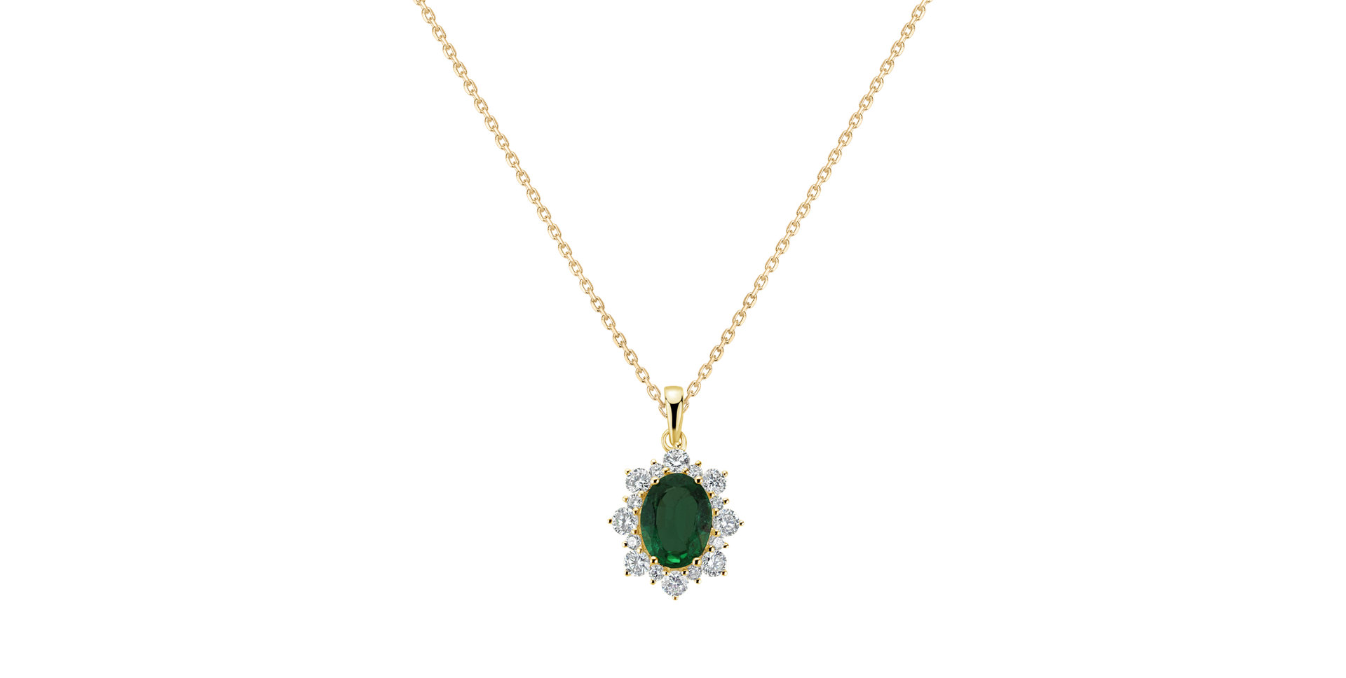 Diamond pendant with Emerald Princess