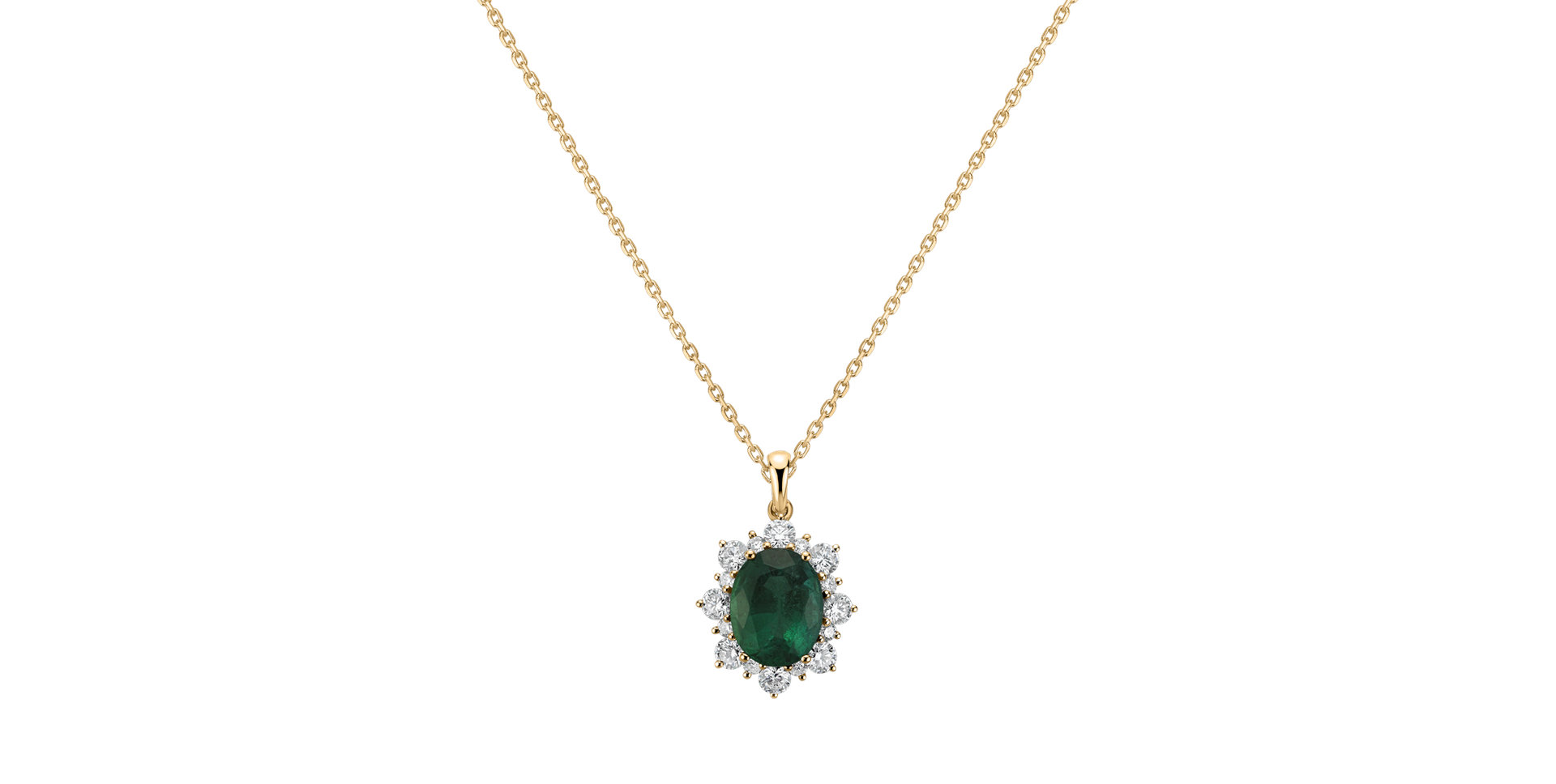 Diamond pendant with Emerald Princess