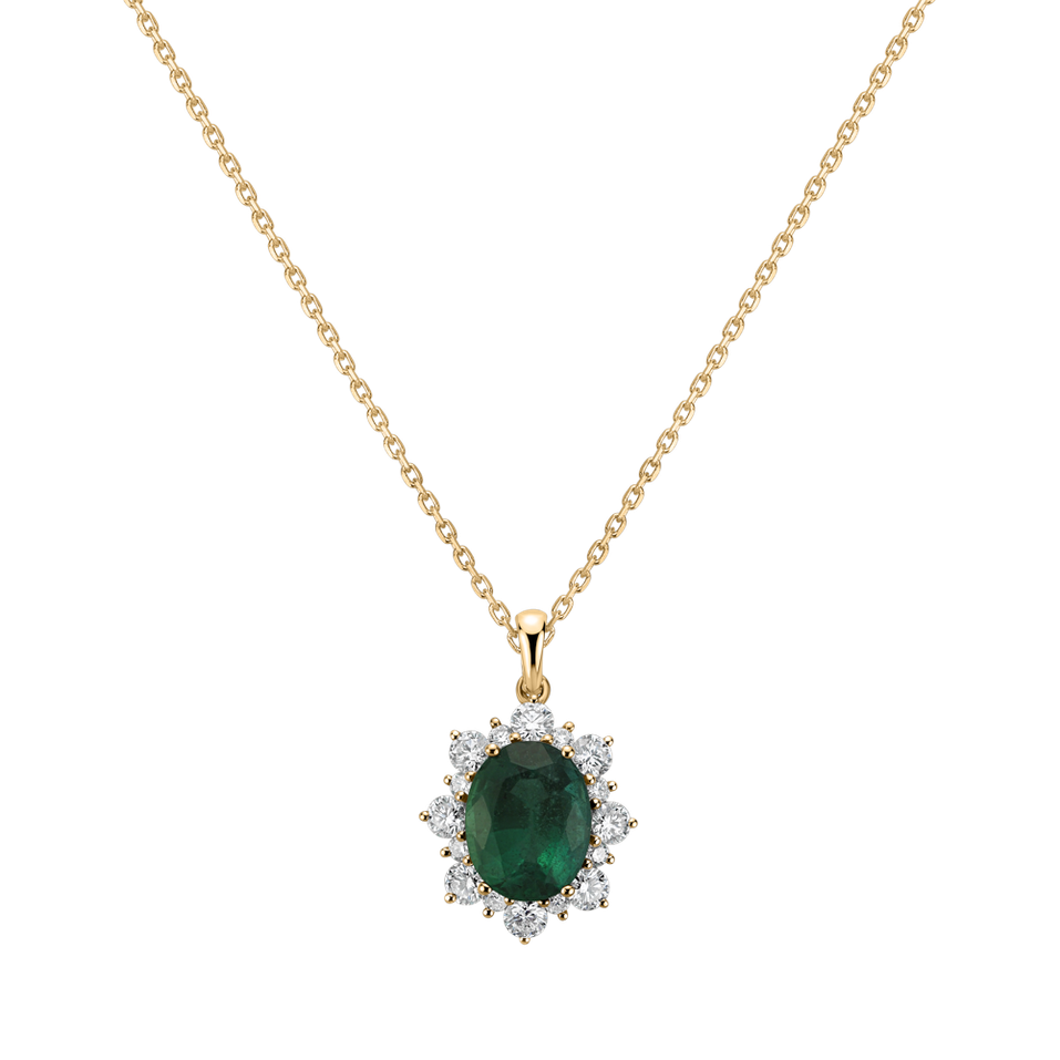 Diamond pendant with Emerald Princess